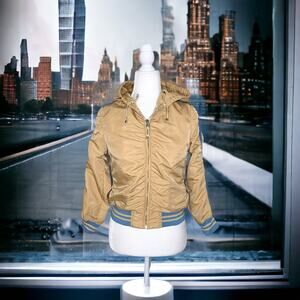 The Yellow by O'2nd Tan and Blue Ruched Hooded Track Jacket XS
